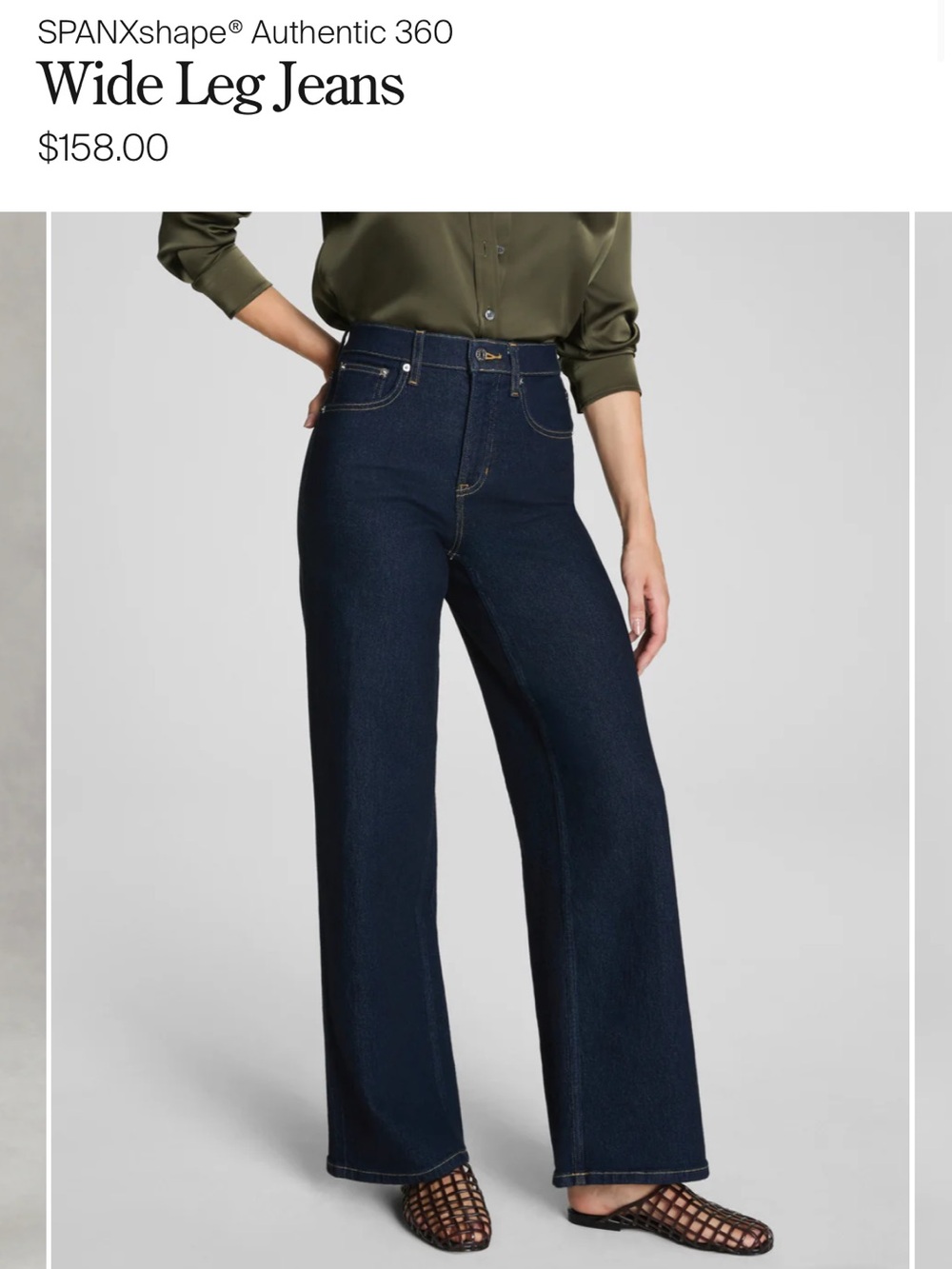 Spanx SpanxShape Authentic 360 High-Rise Wide-Leg Jeans in Dark Indigo Petite M